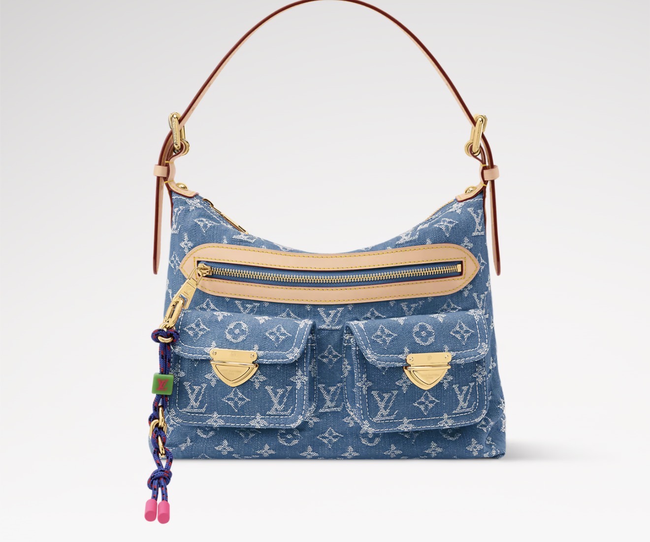 Denim monogram hobo bag
